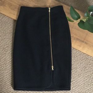 J.Crew Black Wool Asymmetrical Zipper Pencil Skirt